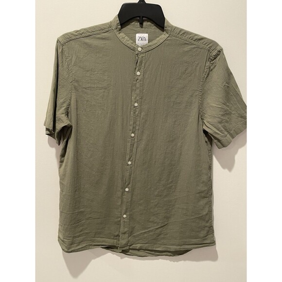 Zara Green Button‎ Down Shirt Size Large - Picture 2 of 4